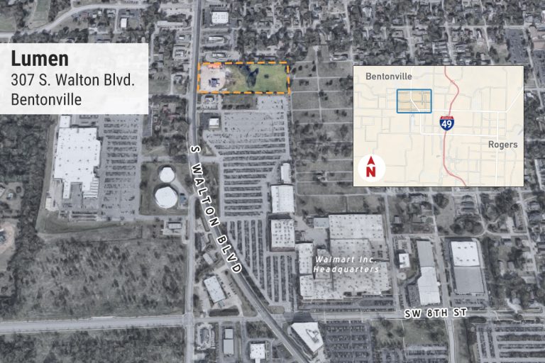 Bentonville overhead city map