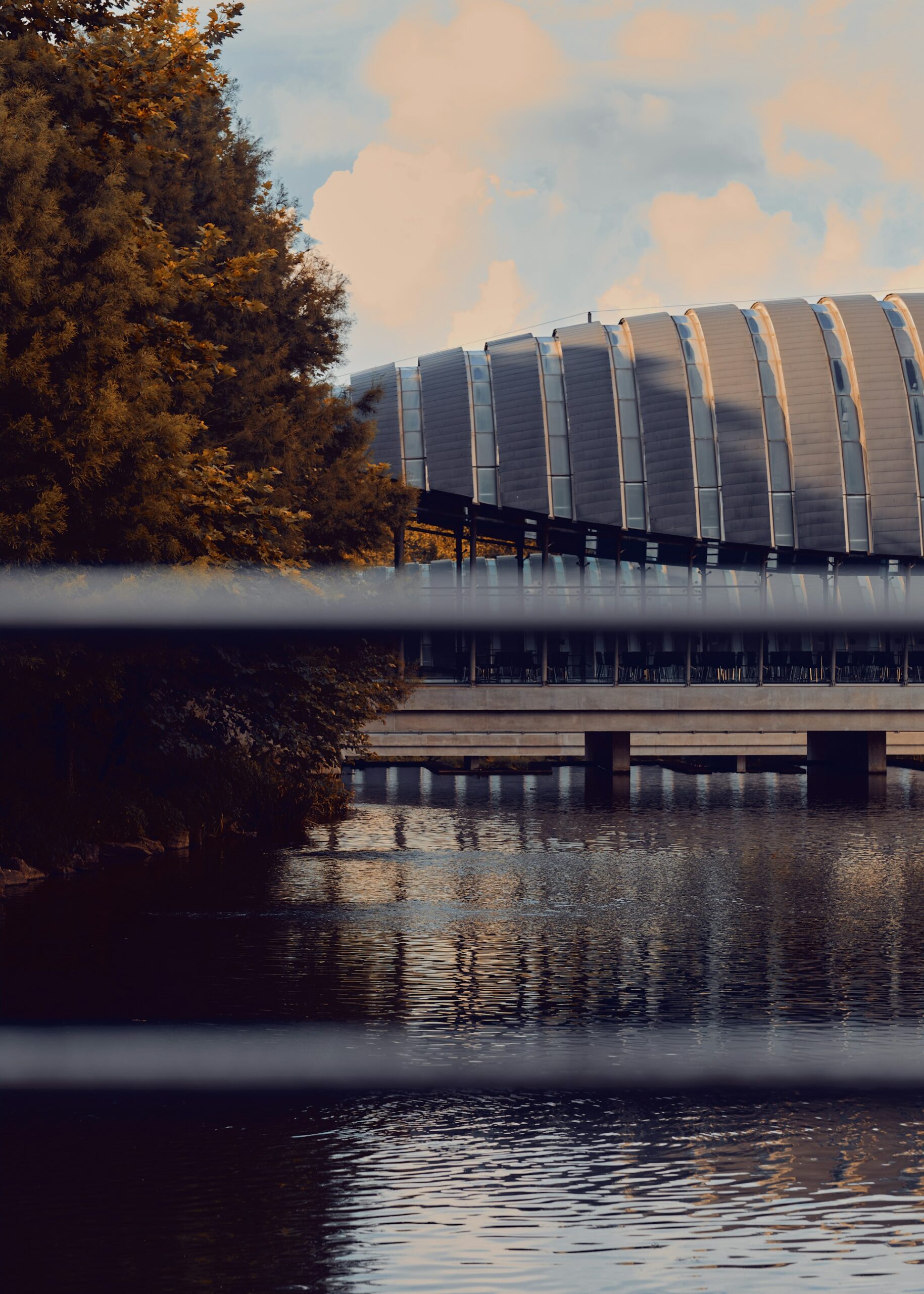 Crystal Bridges Outdoor landscape shot of the building
